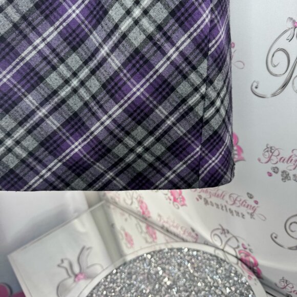 Laura skirt pencil plaid stripes Elegant Plaid Pencil Skirt in Purple and Gray - Picture 4 of 11